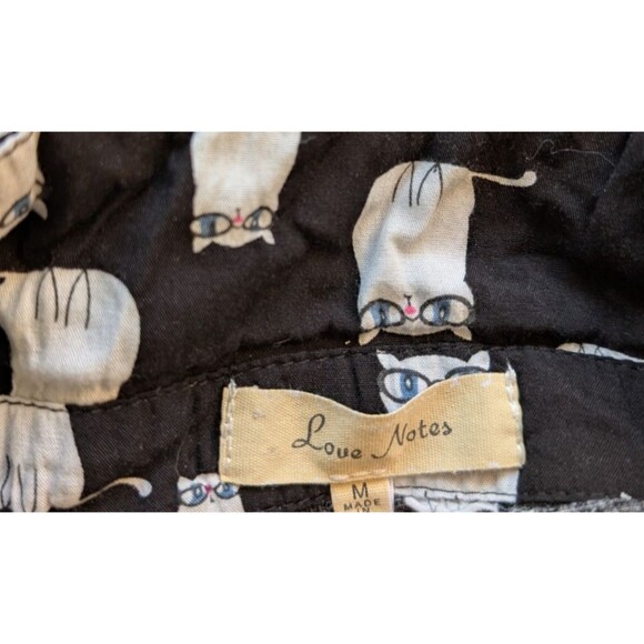 Love Notes Women Top Cats Black Cropped Button Front Rayon Tie Hem Medium - Picture 8 of 8